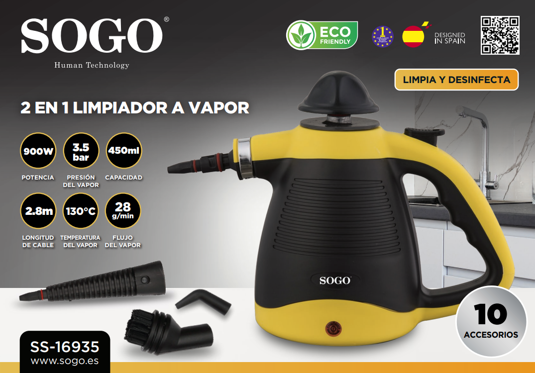 2 en 1 limpiador a vapor vap ss 16935 000