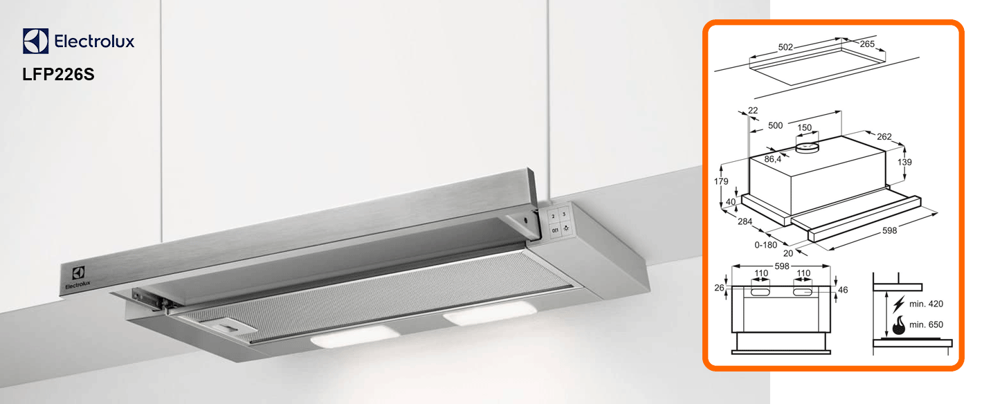Electrolux lfp226s campana telesc&oacute;pica 60cm clase c color inox