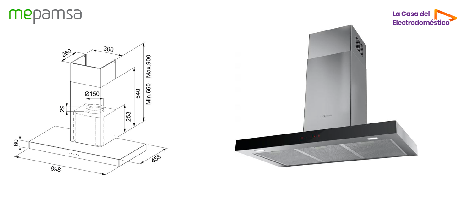 Mepamsa stilo neo 90 inox +cristal negro
