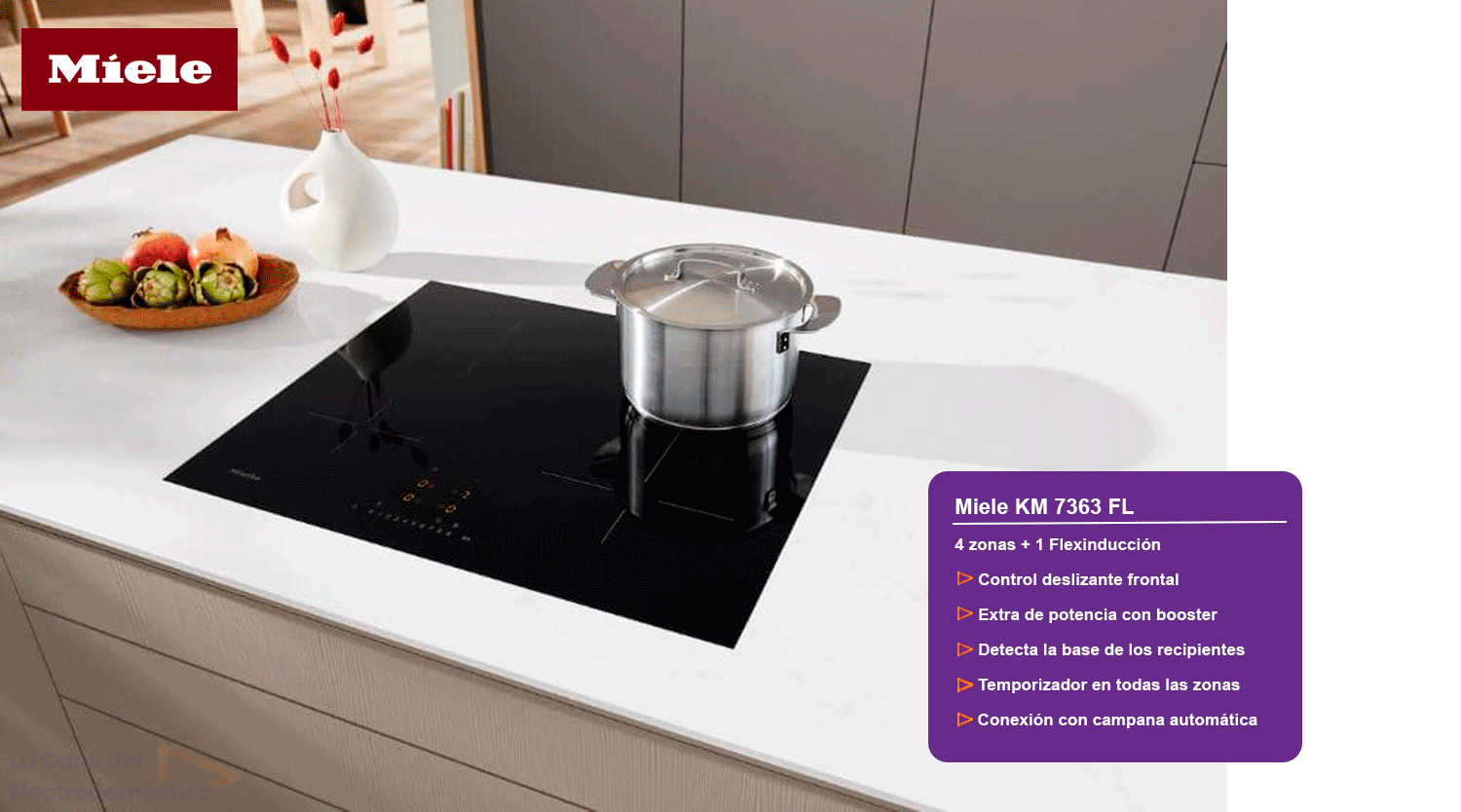 Miele km 7363 fl placa de inducción 4 zonas + flex 62cm conctivity