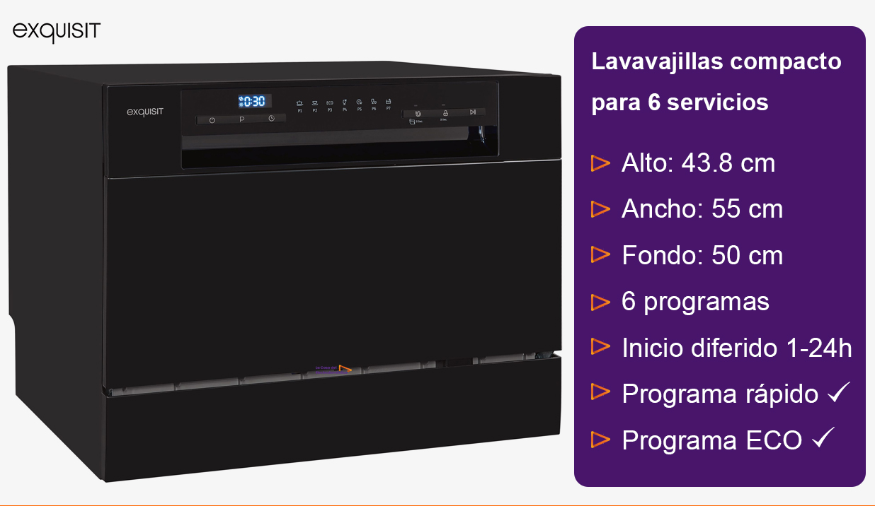 Lavavajillas compacto negro 6 servicios · Comprar ELECTRODOMÉSTICOS BARATOS  en lacasadelelectrodomestico.com