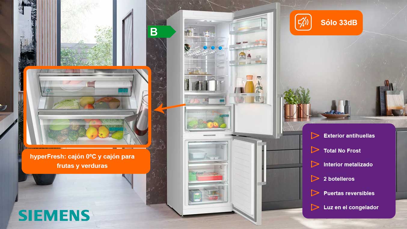 Siemens kg39naibt frigor&iacute;fico combi no frost 203x60cm antihuellas clase b
