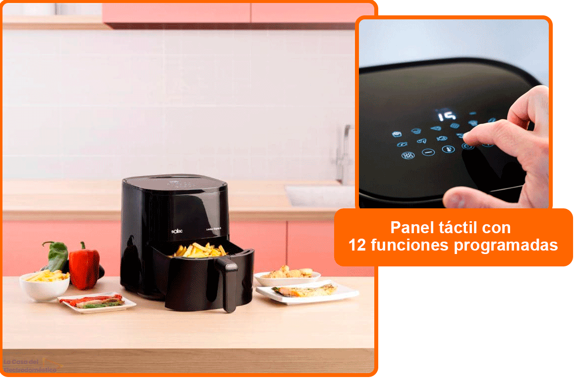 Solac léviter digital 5 freidora de aire 1500w 5 litros 12 pantalla digital