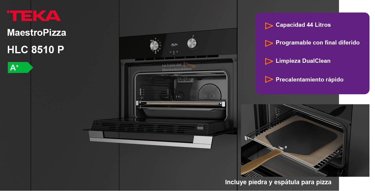 Teka maestropizza hlc 8510 p horno compacto pirolítico cristal negro