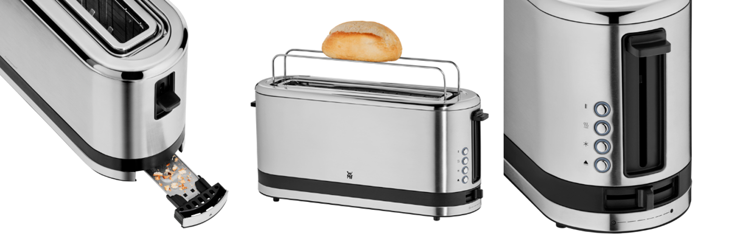 Wmf kitchenminis tostadora de ranura larga 900w función descongelar cromargan mate 1