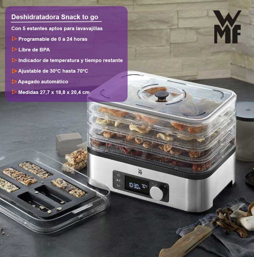 Wmf snack to go deshidratadora 250w 5 rejillas 30 70&ordm;c acero inoxidable