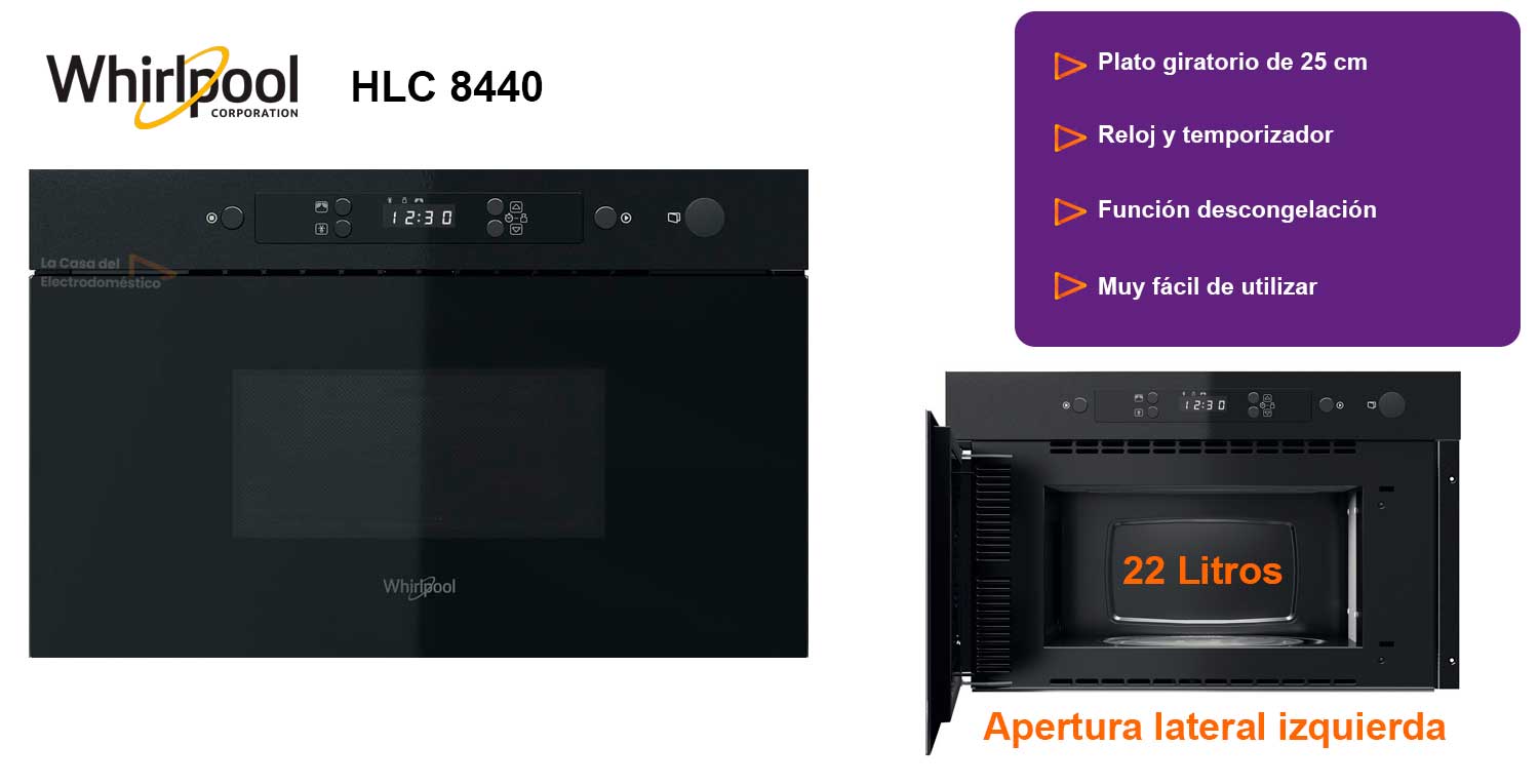 Whirlpool mbna900b horno microondas integrado 22 l color negro